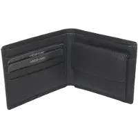 Oi zwarte leren heren portemonnee klein / kleinste model billfold waar biljetten in passen / plat beursje voor 4 pasjes / RFID SAFE / zwart / 183