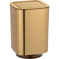Wenko Afvalemmer Auron 5,5 liter kunststof metallic goud met swingdeksel - Prullenbak - Afvalbak - Vuilbak - Vuilnisbak toilet en badkamer