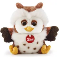 Trudi - Classic Knuffel Uil Gek 19 cm - Handgemaakt in Italie - Hoge kwaliteit pluche knuffel - Knuffeldier voor jongens en meisjes - Wit Bruin - 19x19x16 cm maat S