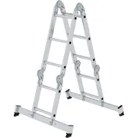 MUNK Günzburger Steigtechnik multifunctionele sportladder, aluminium, stijlen van rechthoekige buis, 4-voudige gefelste sporten, 150 kg belasting, nivello dwarsliggers, 350 mm breed, 2x2 + 2x3 sporten