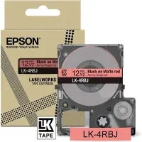 Epson LK-4RBJ matte tape zwart op rood 12 mm (origineel)