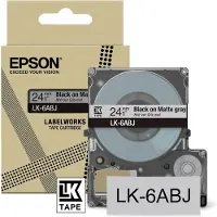 Epson LK-6ABJ matte tape zwart op lichtgrijs 24 mm (origineel)