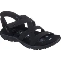 SKECHERS Dames Sandalen Reggae Slim - Stretch Flex zwart (39), Plat, Geen, Casual 163460