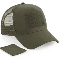 Beechfield Meshpet, verstelbaar aan de achterkant met afneembare patch. B641 - Military Green - One size