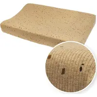 Meyco Baby Rib Mini Spot aankleedkussenhoes - toffee melange - 50x70cm