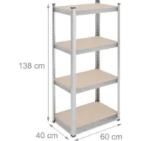 Relaxdays stellingkast verzinkt - 4 verstelbare planken - stellingrek berging - 200 kg - voorraadkast