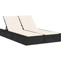 vidaXL Ligbed 2-persoons met kussens poly rattan zwart