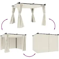 vidaXL Prieel met gordijnen 3x3 m staal crmekleurig
