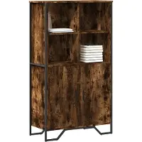 vidaXL - Hoge - kast - 79,5x35,5x137,5 - cm - bewerkt - hout - gerookt - eikenkleurig