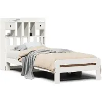 vidaXL Bed met boekenkast zonder matras grenenhout wit 180x200 cm