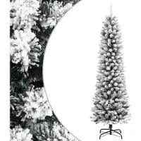 vidaXL Kunstkerstboom met sneeuw smal 150 cm PVC en PE