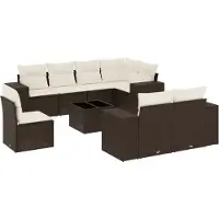 vidaXL 8-delige Loungeset met kussens poly rattan bruin