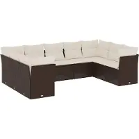 vidaXL 10-delige Loungeset met kussens poly rattan bruin