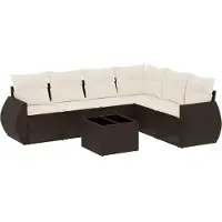 vidaXL 6-delige Loungeset met kussens poly rattan bruin