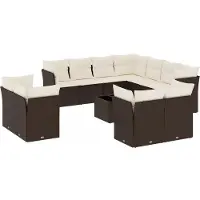 vidaXL 12-delige Loungeset met kussens poly rattan bruin