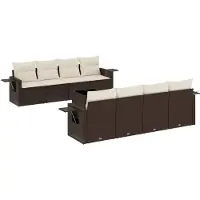 vidaXL 9-delige Loungeset met kussens poly rattan bruin