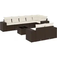 vidaXL 9-delige Loungeset met kussens poly rattan bruin