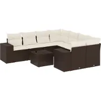 vidaXL 9-delige Loungeset met kussens poly rattan bruin