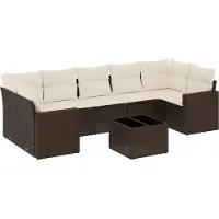 vidaXL 8-delige Loungeset met kussens poly rattan bruin