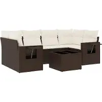 vidaXL 7-delige Loungeset met kussens poly rattan bruin
