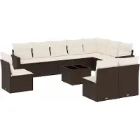 vidaXL 11-delige Loungeset met kussens poly rattan bruin
