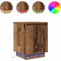 vidaXL Nachtkastjes met led-verlichting 2 st 38x34x50 cm oud hout