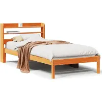 vidaXL Bedframe met hoofdbord massief grenenhout wasbruin 100x200 cm