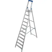Krause STABILO trapladder 12 treden R13, zelfreinigend gatenpatroon, platform R13, gereedschapsbak met emmerhaak, aluminium