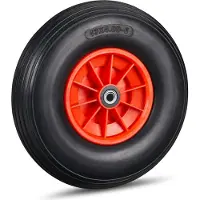 Relaxdays kruiwagenwiel 4.00-6 - rubber - kunststof velg - anti-lek - 100 kg - zwart-rood