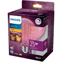 Philips 4x LED lamp E27 | Globe G93 | Filament | Roze | 1800K | Dimbaar | 4.5W (25W)