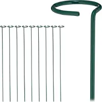 Relaxdays plantensteun metaal - set van 10 - groene plantenstokken met ring - klimhulp