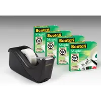 Scotch plakbanddispenser C60, zwart + Magic onzichtbaar plakband, 19 mm x 33 mm, incl. 4 rollen