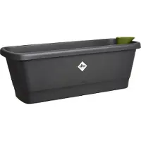 Elho Noa Balkonbak M - Balkonbak voor Buiten - Waterreservoir - 100% Gerecycled Plastic - L52 x B20 x H17.8 cm - Living black