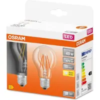 Osram Ledfilamentlamp Peertje Retrofit - D6cm - Warm Wit - E27 - 4w - 2 Stuks