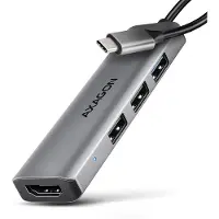 Axagon USB Hub - - HMC-H3A - 3x USB-A - 1x HDMI 1.4b - Kleur Grijs