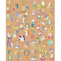 Overig Fotobehang Animals A-z - Meerkleurig - 2,50m X 200cm