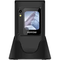 KONROW Senior Flip (4G - 2.8'' - Met oplaadstation) Zwart (2.80", 4G), Sleutel mobiele telefoon, Zwart