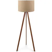 Opviq Verlichting - Vloerlamp Louise in Beige en Bruin - Gemaakt van MDF en PVC-Stof - Afmetingen 38x38x140cm