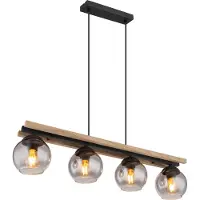 Globo 4 Lichts Hanglamp Conni Zwart Met Hout