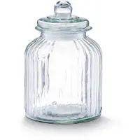 Zeller keuken voorraadpot/snoeppot - bewerkt glas - met deksel - 3800 ml - 17 x 26 cm - Voorraadpot