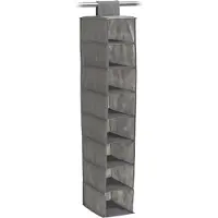 Zeller kast organiser - hangend - 8 vakken - 18 x 30 x 105 cm - grijs - Opbergmanden