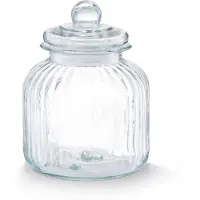 Zeller keuken voorraadpot/snoeppot - bewerkt glas - met deksel - 2800 ml - 17 x 22 cm - Voorraadpot
