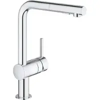 GROHE Minta 1 gats keukenkraan met L uitloop met uittrekbare dual spray chroom