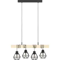 Eglo 4-lichts hanglamp Townshend 5 eetkamer - zwart met hout