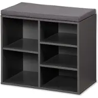 Kesper Schoenenrek met zitvlak - donkergrijs - 5 paar schoenen - hout - L51xB30xH48 cm - schoenenkast