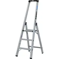 Krause STABILO trapladder 3 treden, 225 kg, antislip aluminium platform, 80 mm D-steps, veiligheidsbeugel, gereedschapsbakje