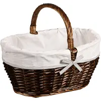 Kesper Hulp bij het winkelen, Rieten boodschappenmand donker met stoffen voering 45x34x37cm, Bruin