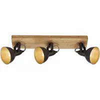 Briloner Barnim - Opbouwspot - plafondlamp met spots - houten plafondspots - hout en metaal - zwar en goud