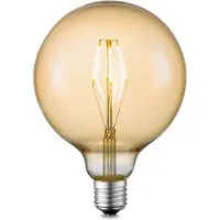 Home Sweet Home Edison Vintage LED filament lichtbron Carbon - Amber - G125 Global - Retro LED lamp - 12.5/12.5/17cm - geschikt voor E27 fitting - Dimbaar - 4W 400lm 2700K - warm wit licht