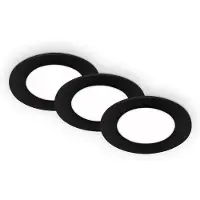 Briloner - LED inbouwarmaturen set van 3 ultraplatte 3W IP23 zwart Ø8,6cm kunststof